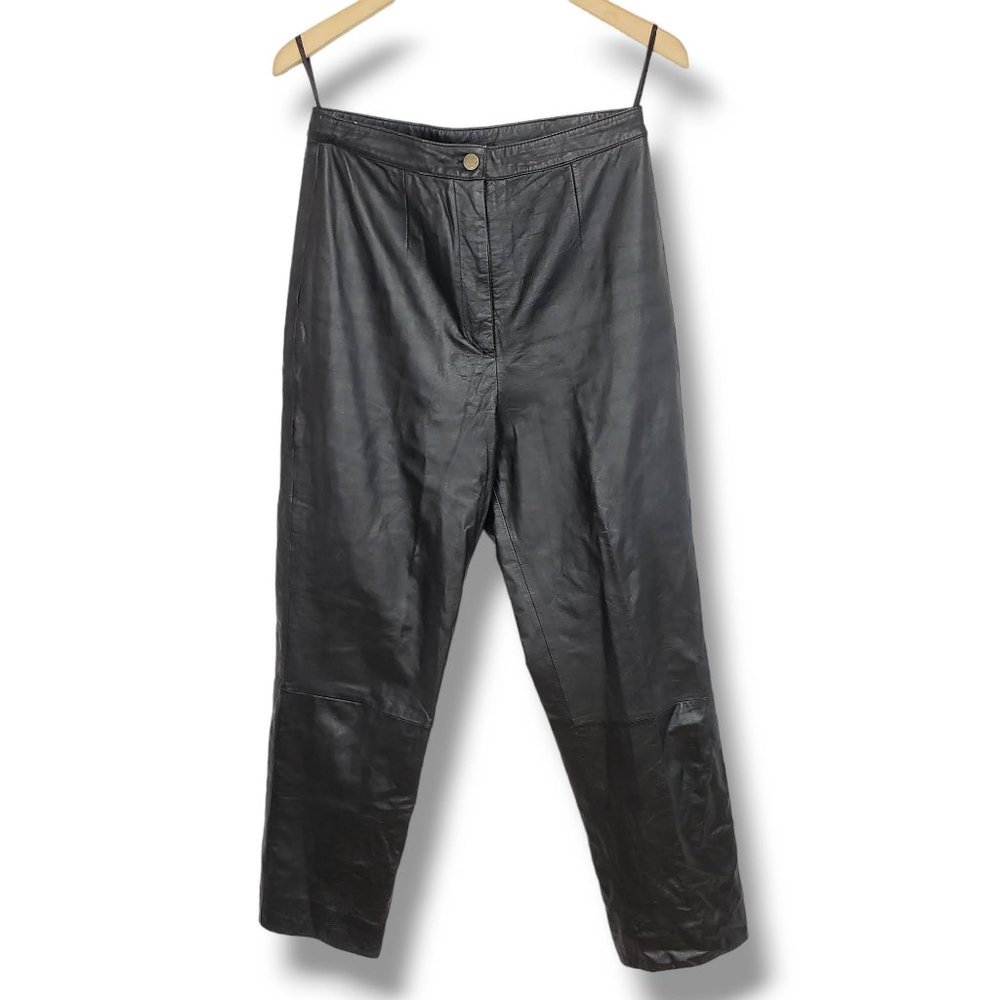 Chandler Hill Black Genuine Leather High-waist Pants Size 8